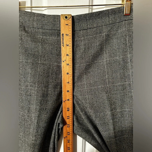 WORTH New York NWT WOOL Stretch Plaid Pants 8 BLACK CREAM HOUSTON Straight Leg - Picture 12 of 14